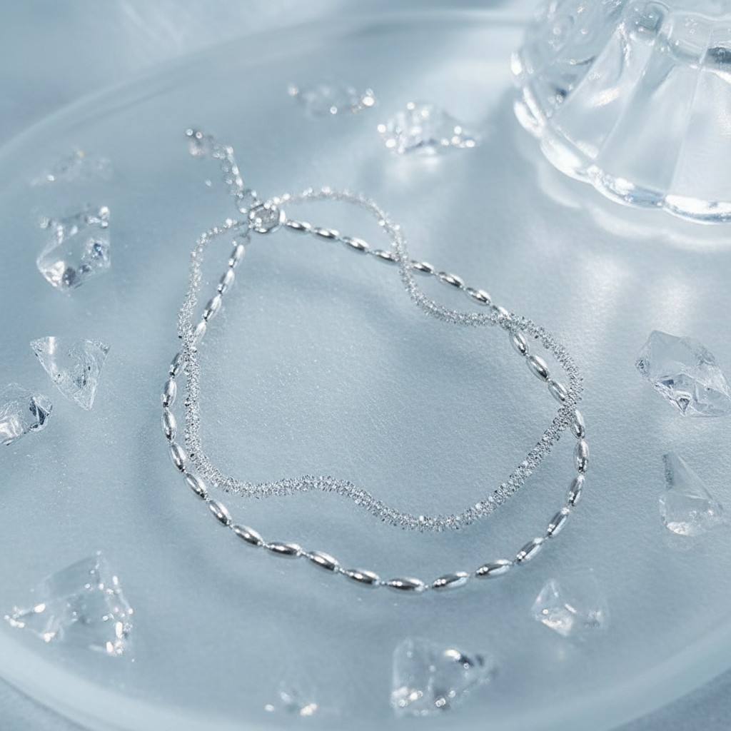 Silver Layered Bracelet Crystal