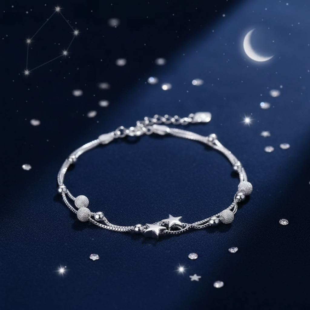 Silver Star Bracelet - Night Sky